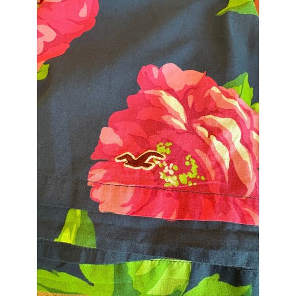 Hollister Summer Mini Skirt Floral Hawaiian Small Blue Red Pockets Preppy Y2K - Picture 9 of 9